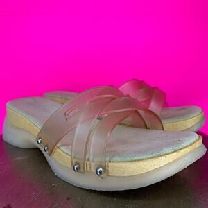 Candie's Y2K Transparent Slip-On Wood Sandals US 8